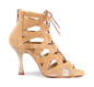 Preview: Damen Tanzschuhe PD804 NET Camel Nubuk - 7 cm Absatz - PortDance