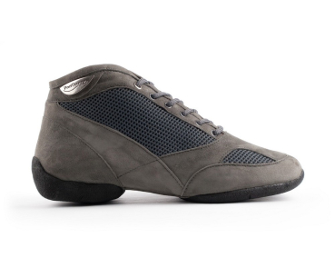 Tanzsneaker PD960 PREMIUM Grau Nubuk mit geteilter Sneakersohle - PortDance