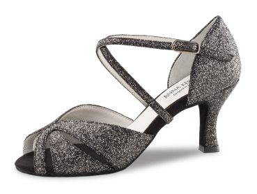 780-60 Damen Tanzschuhe Funkel Schwarz/Silber - Anna Kern