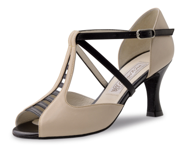 Damentanzschuhe HOLLY 6,5 Lamm Nappa - Schwarz beige - Werner Kern