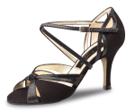 Damen Tanzschuhe SIENNA mit Ledersohle - Samtziege/ Ariel Schwarz- Nueva Epoca