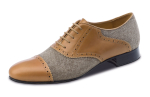 Herren Tanzschuhe TADIL Kalbleder/ Canvas Braun/ Beige - Nueva Epoca